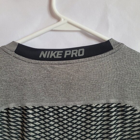 Nike Pro Vented Fitted Dri-Fit Training Short Sleeve Shirt Men's Size M Gray - Picture 6 of 7